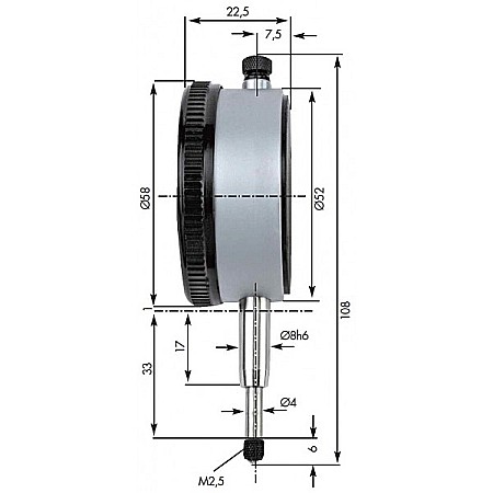 Ceas comparator mecanic cursa 50mm citire 0.01mm cadran Ø78mm [2]