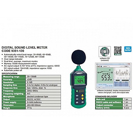 Dispozitiv de masurat nivel intensitate sunet 30-130dB [1]