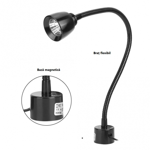 Instrumente optice - Lampa de lucru industriala LED 5W cu brat flexibil si baza magnetica