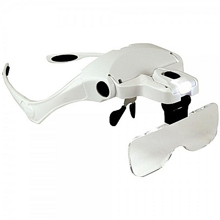 Instrumente optice - Ochelari cu 5 lentile interschimbabile tip lupa si iluminare LED