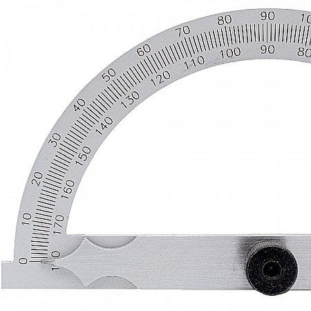 Raportor profesional 0-180° cu stangere centrala sector Ø80 rigla 120mm [2]