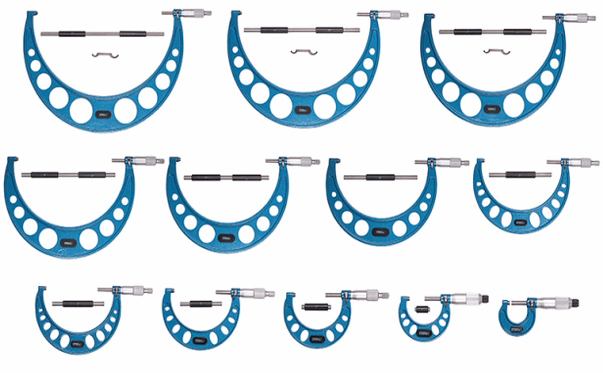 Dispozitive metrologice de masura - Set 12 micrometre mecanice Dasqua de exterior 0 - 300 mm x 0,01 mm citire