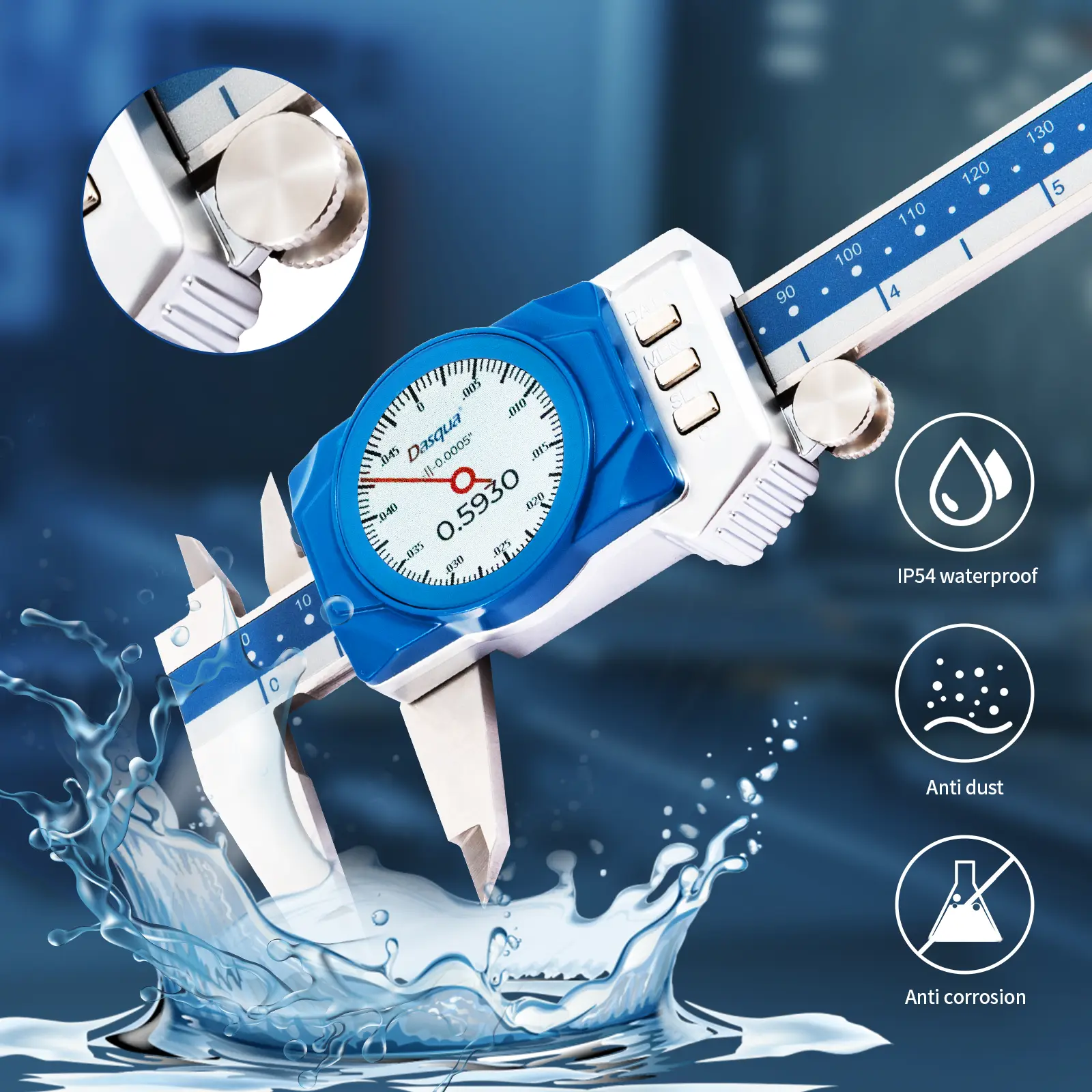 Subler cu cadran digital Dasqua domeniu 0-150mm x 40mm x 0.01 mm protectie IP67 cu Bluetooth [3]