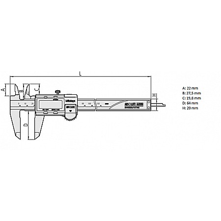Subler Digital ABS AOS profesional Mitutoyo® cu ciocuri superioare incrucisate 0 - 300 x 0.01 mm [1]