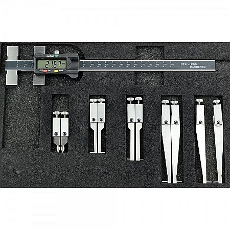 Sublere digitale - Subler digital eXpert 0-200mm x 0.01mm cu 5 seturi de falci pentru interior si exterior