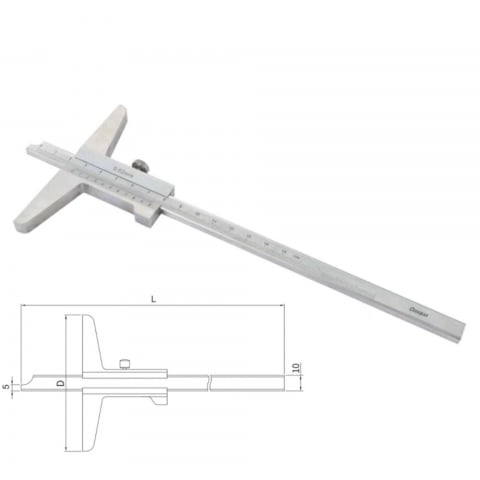 Sublere mecanice - Subler mecanic de adancime 200mm x 100mm x 0.02mm vernier monobloc Dasqua