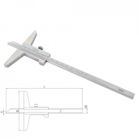 Sublere mecanice - Subler mecanic de adancime 200mm x 100mm x 0.02mm vernier monobloc Dasqua