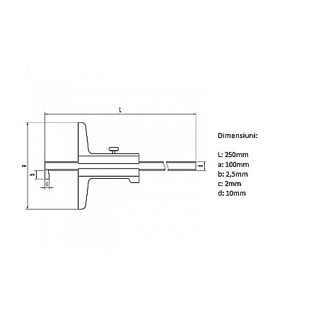 Subler mecanic de adancime cu carlig 0-150mm x 100mm x 0.02mm [1]