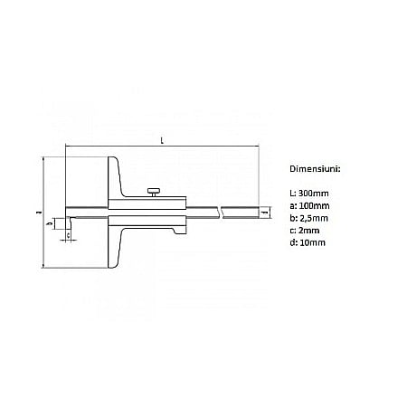 Subler mecanic de adancime cu carlig 0-200mm x 100mm x 0.02mm [1]