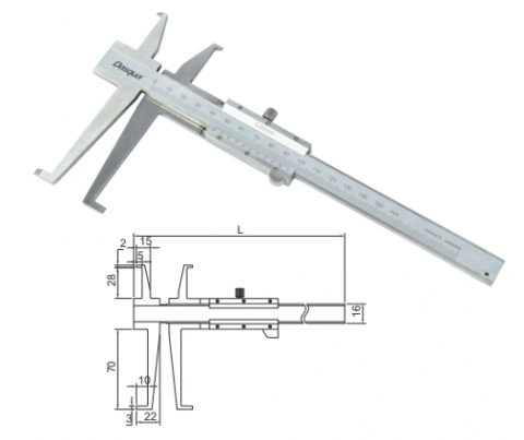 Sublere mecanice - Subler mecanic profesional Dasqua cu 2 seturi de falci pentru interior 9-150mm x 0.02mm citire
