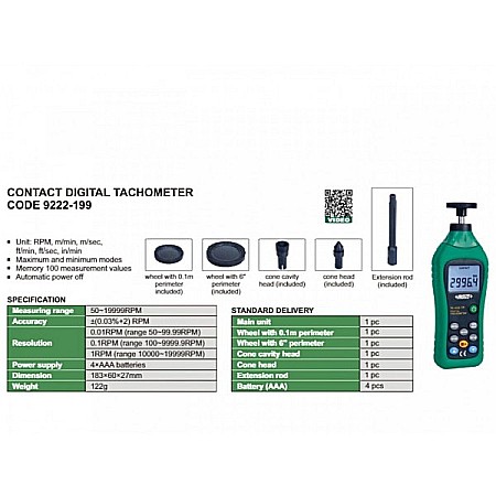 Tahometru digital cu contact 99999 RPM [1]