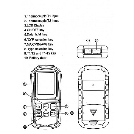 Termometru termocuplu cu 2 sonde tip K si 2 sonde rigide [1]