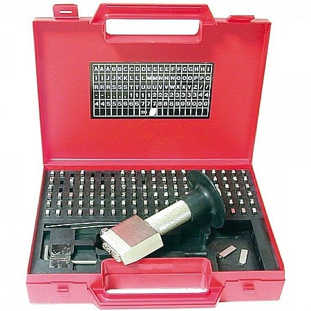 Poansoane si sabloane - Trusa set 100 poansoane 3 mm 58-60 HRC cifre litere semne si 20 cale
