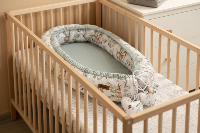 Baby nest, 100% bumbac waffle, alb/verde [5]