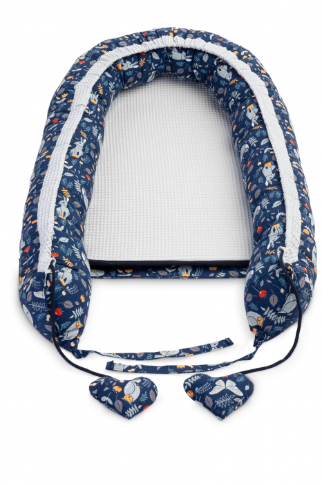 Baby nest din 100% bumbac waffle, albastru/gri [2]
