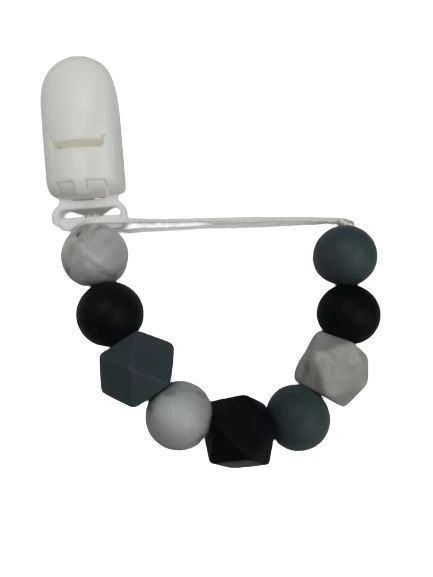 Lantisor suzeta ECO, silicon alimentar (negru/gri) [1]