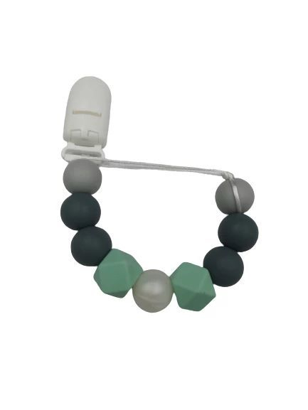 Lantisor suzeta ECO, silicon alimentar (verde/gri) [1]