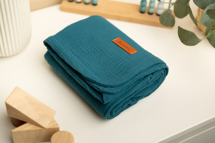 Paturica bumbac muselina (albastru ocean) [3]