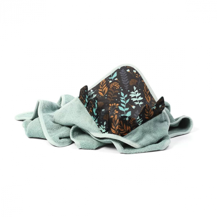 Prosop cu gluga si urechi, Babyono 100x100 cm (verde) [2]