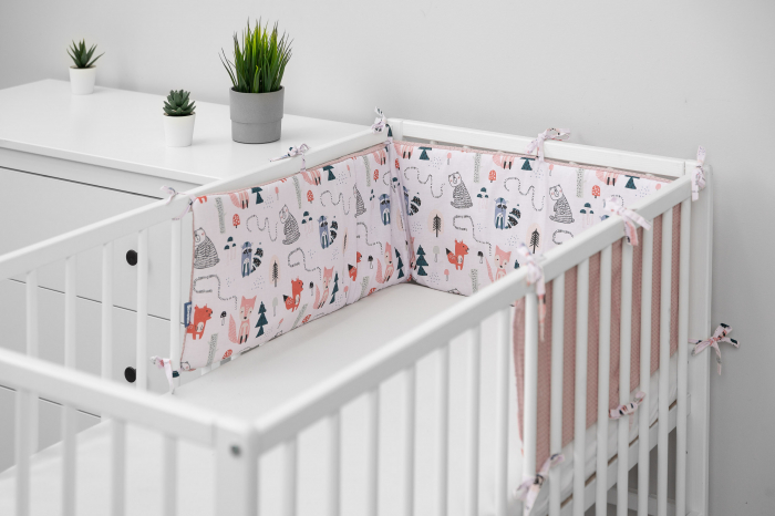 Protectie laterala patut, Bumbac Waffle Oeko-Tex 180 x 30 cm (roz) [4]