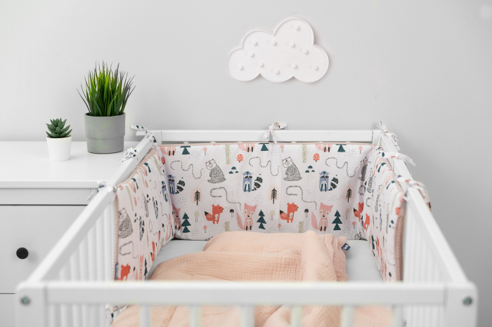 Protectie laterala patut, Bumbac Waffle Oeko-Tex 180 x 30 cm (roz) [5]