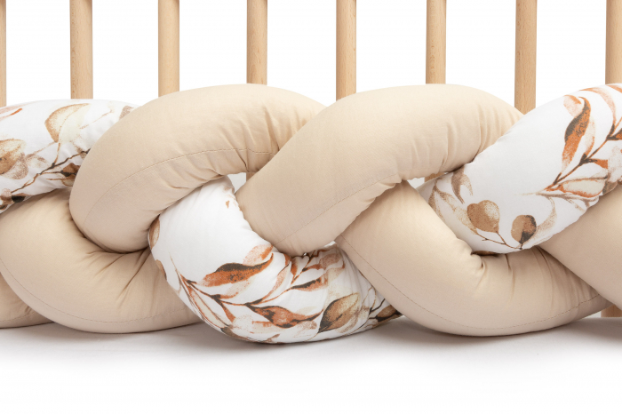 Protectie laterala patut impletita 210 cm (flori/bej) [5]