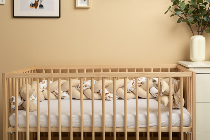 Protectie laterala patut impletita 210 cm (flori/bej) [7]