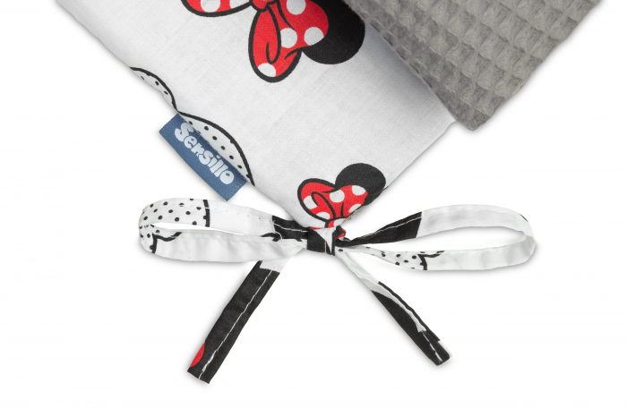 Protectie laterala patut Minnie Mouse, Bumbac Waffle Oeko-Tex 180 x 30 cm (gri) [3]