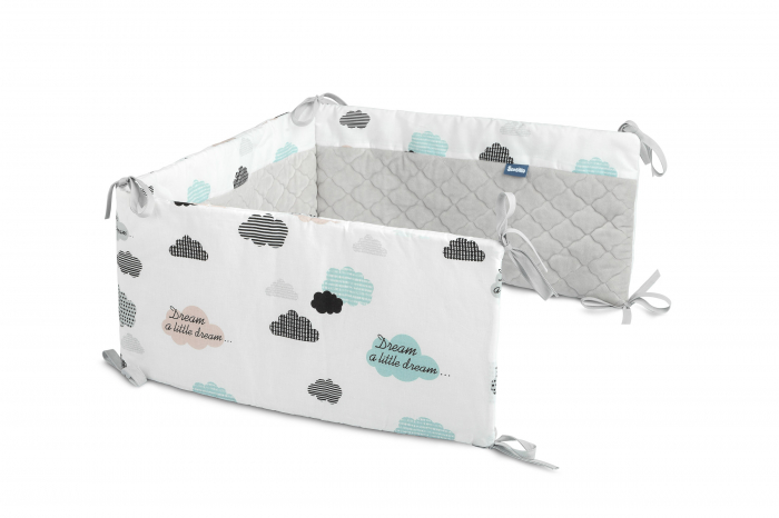 Protectie laterala patut, Plush Karo 180 x 30 cm (ALB) [1]