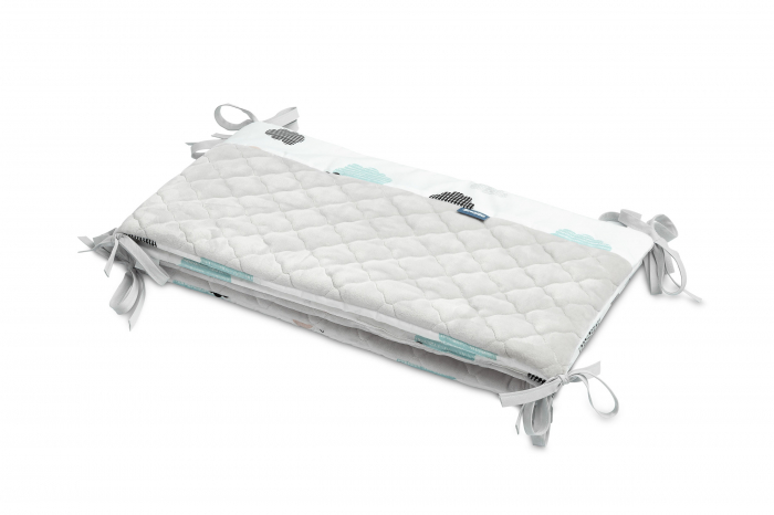 Protectie laterala patut, Plush Karo 180 x 30 cm (ALB) [2]