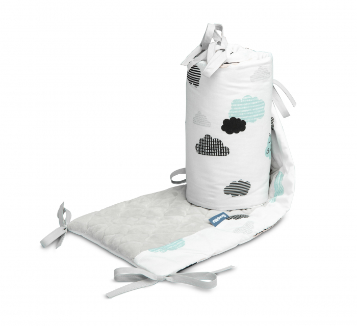 Protectie laterala patut, Plush Karo 180 x 30 cm (ALB) [3]