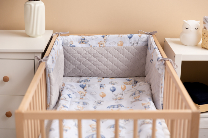 Protectie laterala patut, Plush Karo 180 x 30 cm (bleu) [6]