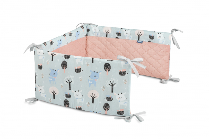 Protectie laterala patut, Plush Karo 180 x 30 cm (roz) [1]