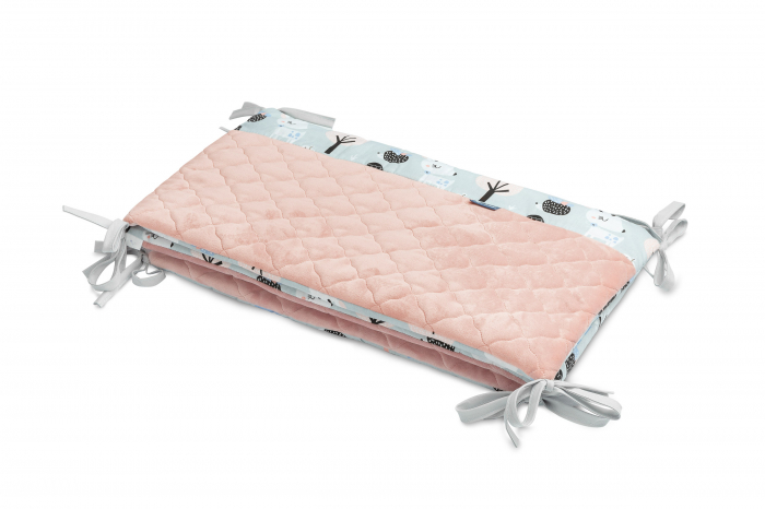 Protectie laterala patut, Plush Karo 180 x 30 cm (roz) [2]