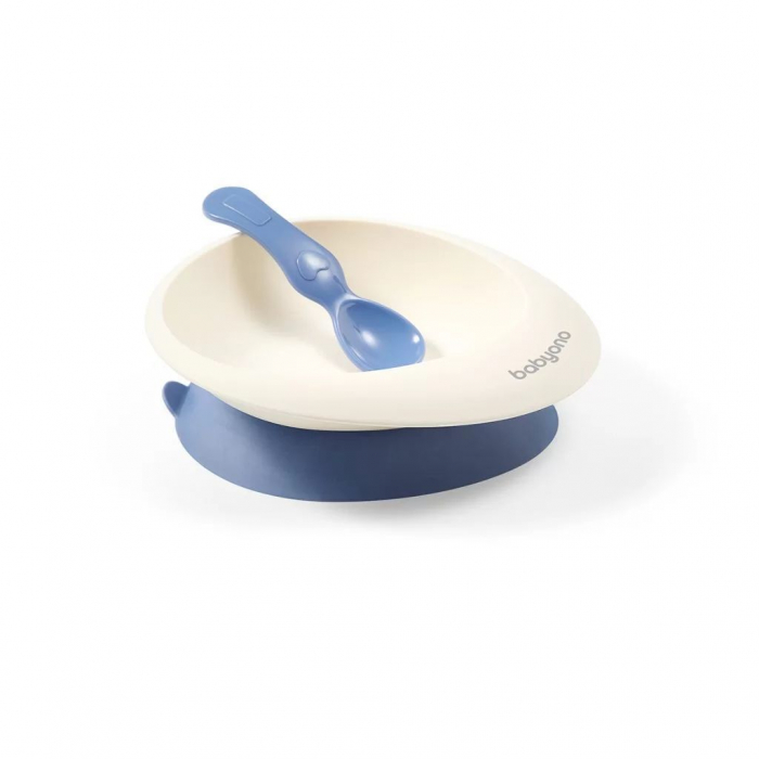 Set castron cu ventuza si lingurita 6+ (albastru) [1]