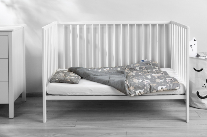 Set paturica + perna, muselina & bumbac (gri cu animale) [5]