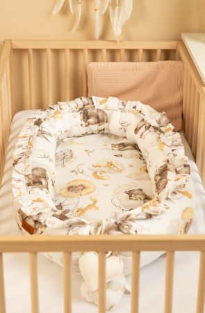 Baby nest, bumbac & catifea, caramel/alb (Bear Adventure) [4]