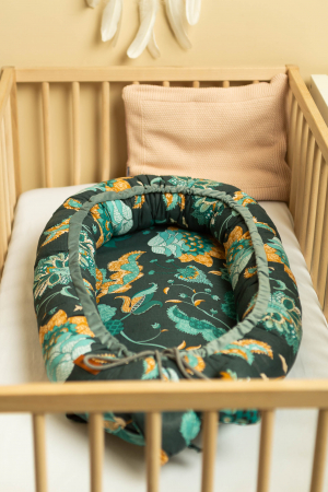 Baby nest, bumbac & catifea, design elegant (Paradise Emerald) [4]