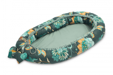 Odihnă - Baby nest, bumbac & catifea, design elegant (Paradise Emerald)