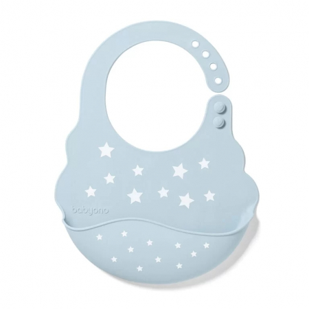 Bavete - Baveta ajustabila din silicon 6+ (bleu cu stelute)