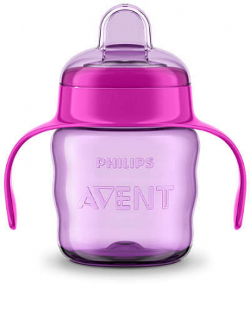 Cana cu tetina din silicon 6+ Philips Avent Roz [1]
