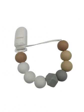 Lantisor suzete - Lantisor suzeta ECO, silicon alimentar (alb/crem/gri)