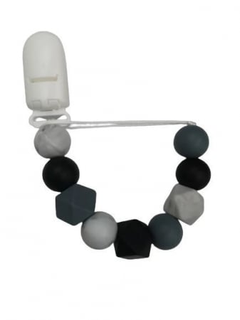 Lantisor suzete - Lantisor suzeta ECO, silicon alimentar (negru/gri)