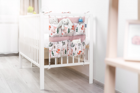 Organizator patut cu buzunare, bumbac waffle (ROZ) [3]