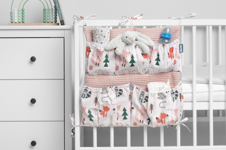 Organizator patut cu buzunare, bumbac waffle (ROZ) [4]