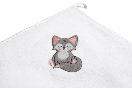 Prosop baie cu gluga Sensillo (alb/lup), 100x100 cm [1]