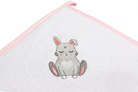 Prosop baie cu gluga Sensillo (ROZ/IEPURAS), 100x100 cm [1]