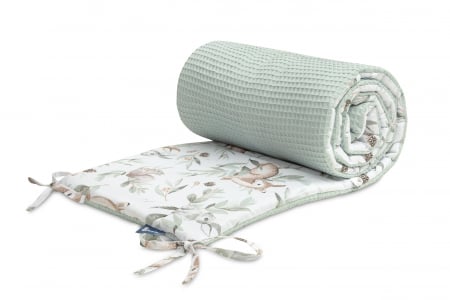 Protecții pătuț - Protectie laterala patut, Bumbac Waffle Oeko-Tex 120 x 60 cm (gri)