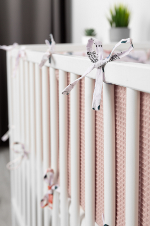 Protectie laterala patut, Bumbac Waffle Oeko-Tex 180 x 30 cm (roz) [5]