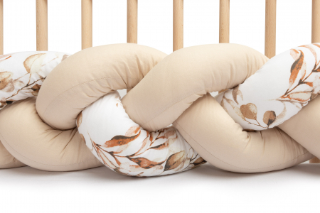 Protectie laterala patut impletita 210 cm (flori/bej) [4]